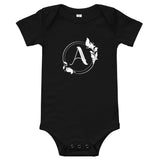Alotofit Luxury A White Logo Baby short sleeve one piece 3M-24M