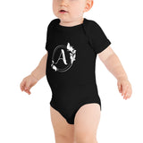 Alotofit Luxury A White Logo Baby short sleeve one piece 3M-24M