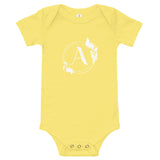 Alotofit Luxury A White Logo Baby short sleeve one piece 3M-24M