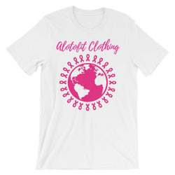 Alotofit Clothing Breast Cancer Unisex short sleeve t-shirt w/ outside logo