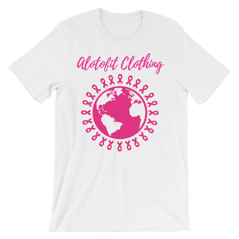 Alotofit Clothing Breast Cancer Unisex short sleeve t-shirt w/ outside logo