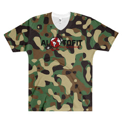 Alotofit Globeman Custom Camo Logo Men's V-Neck T-Shirt