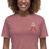 Alotofit Royal A Wht/Red Embroidered Logo Women's Relaxed T-Shirt