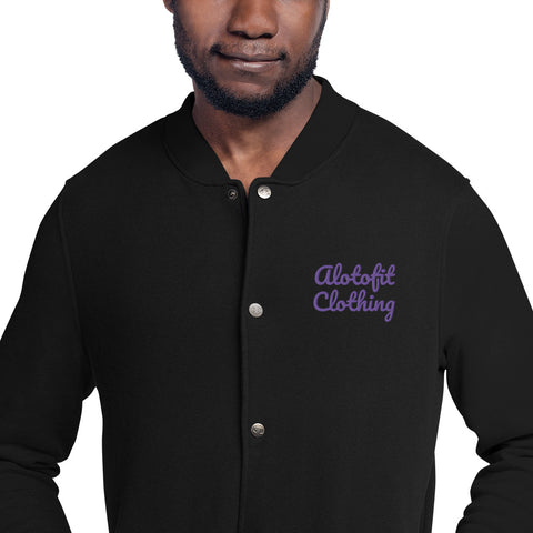 Alotofit Clothing Pacifico Font Purple Embroidered Champion Bomber Jacket