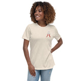 Alotofit Royal A Wht/Red Embroidered Logo Women's Relaxed T-Shirt