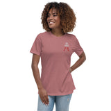 Alotofit Royal A Wht/Red Embroidered Logo Women's Relaxed T-Shirt
