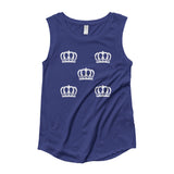 Alotofit Queen Luxury White Logo Ladies’ Cap Sleeve T-Shirt