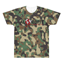 Alotofit Globeman Camo Black & Red Logo Sublimation men’s crewneck t-shirt