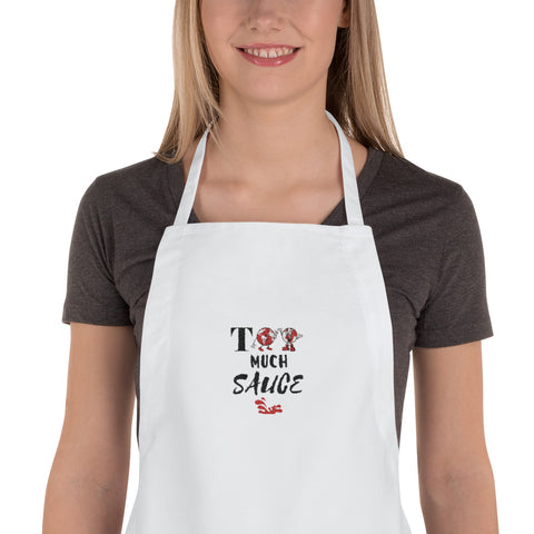 Alotofit Too Much Sauce Blk/Red/Wht Embroidered Apron