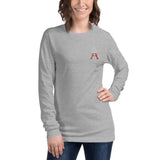 Alotofit Royal A Wht/Red Embroidered Unisex Long Sleeve Tee
