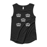 Alotofit Queen Luxury White Logo Ladies’ Cap Sleeve T-Shirt