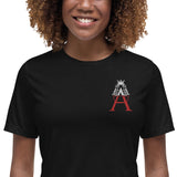 Alotofit Royal A Wht/Red Embroidered Logo Women's Relaxed T-Shirt