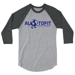 Alotofit Globeman Blue & White Logo 3/4 sleeve raglan shirt (XS-2XL)
