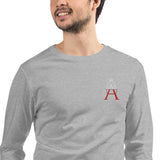Alotofit Royal A Wht/Red Embroidered Unisex Long Sleeve Tee
