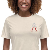 Alotofit Royal A Wht/Red Embroidered Logo Women's Relaxed T-Shirt