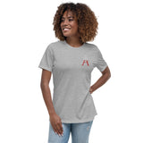 Alotofit Royal A Wht/Red Embroidered Logo Women's Relaxed T-Shirt