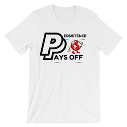 Persistence Pays Off Black/Red/White Logo Unisex short sleeve t-shirt