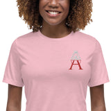 Alotofit Royal A Wht/Red Embroidered Logo Women's Relaxed T-Shirt