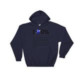 Alotofit 100% Black Blue Hooded Sweatshirt w/ outside label