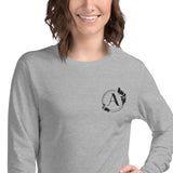 Alotofit Luxury A Black Embroidered Logo Unisex Long Sleeve Tee