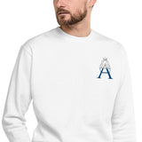 Alotofit Royal A White/Blue Embroidered Logo Unisex Fleece Pullover