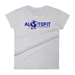 Alotofit Globeman Blue & White Logo Women's Short Sleeve T-shirt