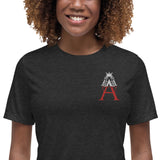 Alotofit Royal A Wht/Red Embroidered Logo Women's Relaxed T-Shirt