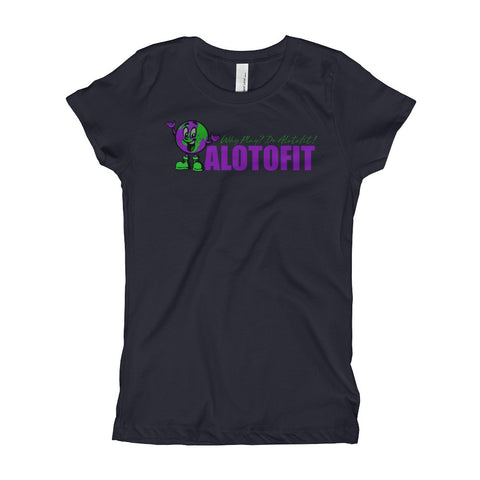 Alotofit We Working Purple/Green Logo Girl's T-Shirt