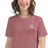 Alotofit Royal A Wht/Red Embroidered Logo Women's Relaxed T-Shirt