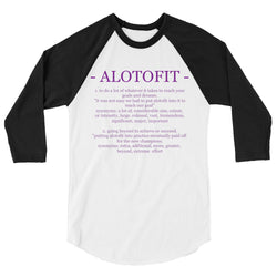Alotofit Definition Purple Logo 3/4 sleeve raglan shirt (XS-2XL)