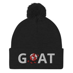 Alotofit Goat White/Red Pom-Pom Beanie