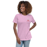 Alotofit Royal A Wht/Red Embroidered Logo Women's Relaxed T-Shirt