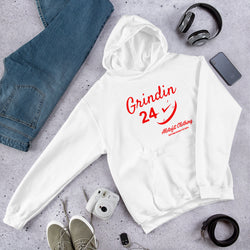Alotofit Grindin 24/7 Red Text Hooded Sweatshirt