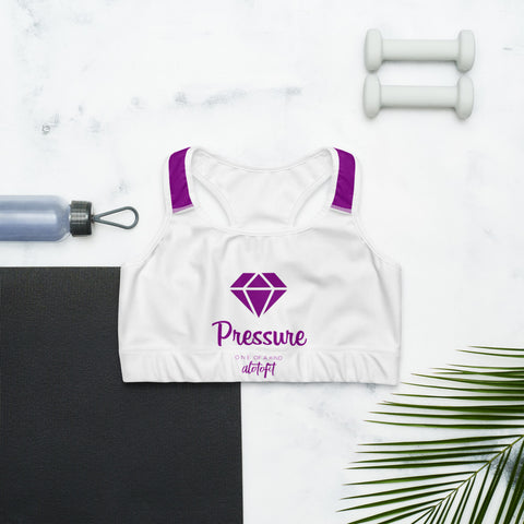 Alotofit Pressure Purple Text Sports bra