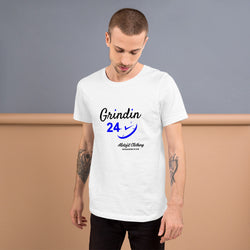 Alotofit Grindin 24/7 Blk/Blue Text Short-Sleeve Unisex T-Shirt