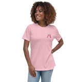 Alotofit Royal A Wht/Red Embroidered Logo Women's Relaxed T-Shirt