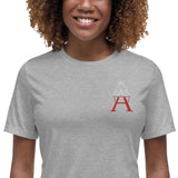 Alotofit Royal A Wht/Red Embroidered Logo Women's Relaxed T-Shirt