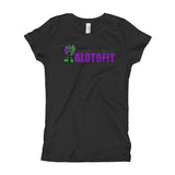 Alotofit We Working Purple/Green Logo Girl's T-Shirt