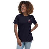 Alotofit Royal A Wht/Red Embroidered Logo Women's Relaxed T-Shirt
