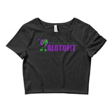 Alotofit We Working Purple/Green Logo Women’s Crop Tee