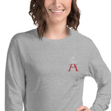 Alotofit Royal A Wht/Red Embroidered Unisex Long Sleeve Tee