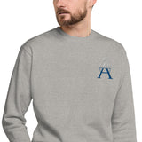 Alotofit Royal A White/Blue Embroidered Logo Unisex Fleece Pullover