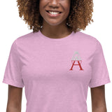 Alotofit Royal A Wht/Red Embroidered Logo Women's Relaxed T-Shirt