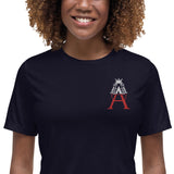 Alotofit Royal A Wht/Red Embroidered Logo Women's Relaxed T-Shirt