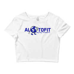 Alotofit Globeman Blue/White Logo Women’s Crop Tee