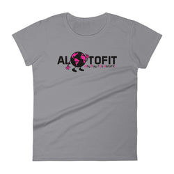 Alotofit Globeman Black & Pink Logo Women's short sleeve t-shirt