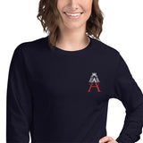 Alotofit Royal A Wht/Red Embroidered Unisex Long Sleeve Tee