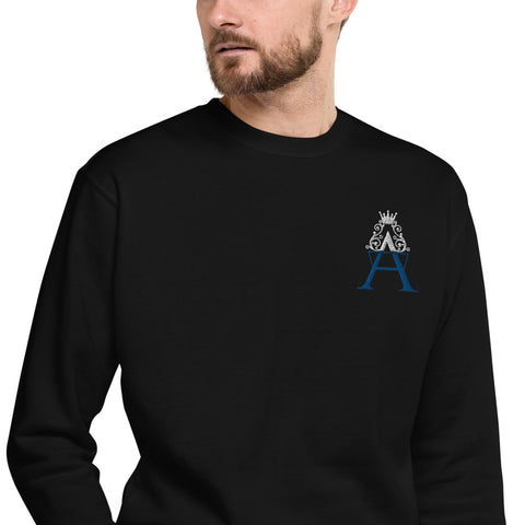 Alotofit Royal A White/Blue Embroidered Logo Unisex Fleece Pullover